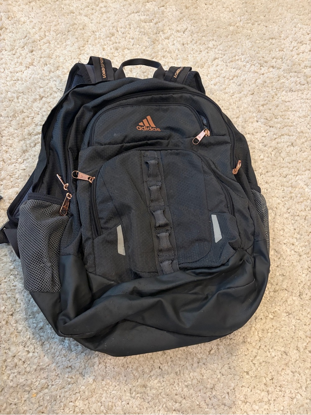 Adidas Black Backpack with Rose Gold Accents